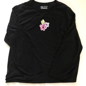 June & Daisy Pullover Black Top Floral Long Sleeve